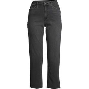 High rise straight ankle Jeans with raw cut hem